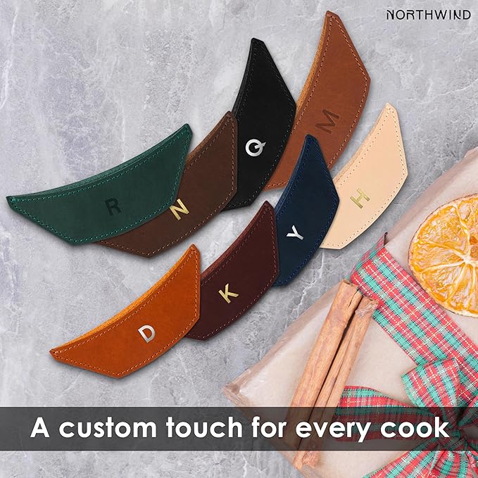 Northwind Personalized Engraved Leather Skillet Handle Cover – Custom Handcrafted Pot Holder Sleeve for Cast Iron Pans, Handmade in USA, Anniversary, Wedding, Housewarming, (Secondary Handle Cover)
