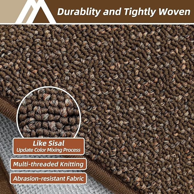 COSY HOMEER Kitchen Rugs and Mats 2PCS Non Slip Kitchen Mats for Floor Washable Stain Resistant Kitchen Runner Rug Sets Absorbent Kitchen Floor Mat 20"x32"+20"x48",Brown