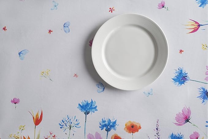 Maison d' Hermine Table Cloth Square Table 100% Cotton 54 x 54 Inches Tablecloth Reusable Decorative for Dining Room Farmhouse Home Valentines Day Decorations Spring Summer - Flower in The Field