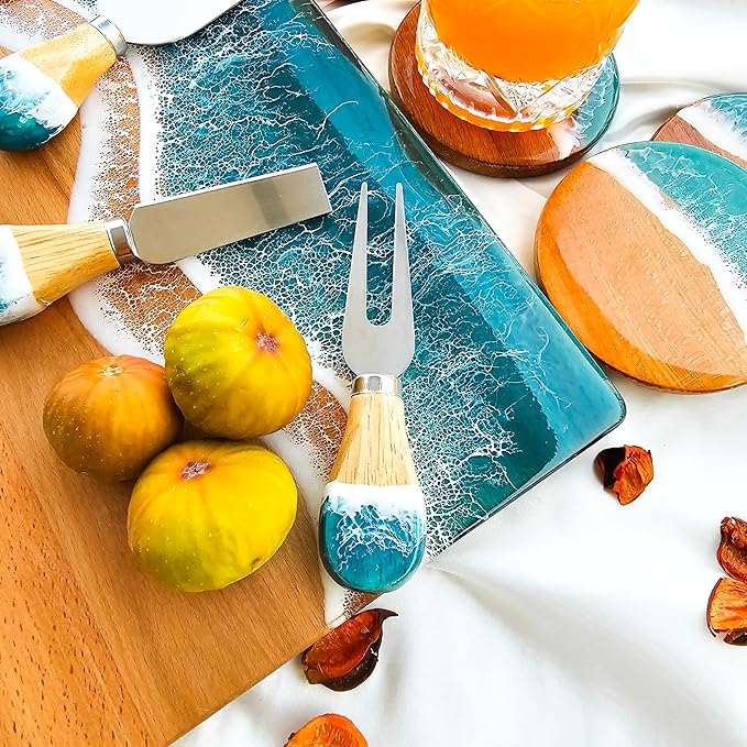 Resin Personalized Charcuterie Board Wedding Gift, Ocean Resin Cutting Board, Beach Charcuterie Board, House Warming Gifts New Home Women, Closing Gifts for Home Buyers, Epoxy Cutting Board