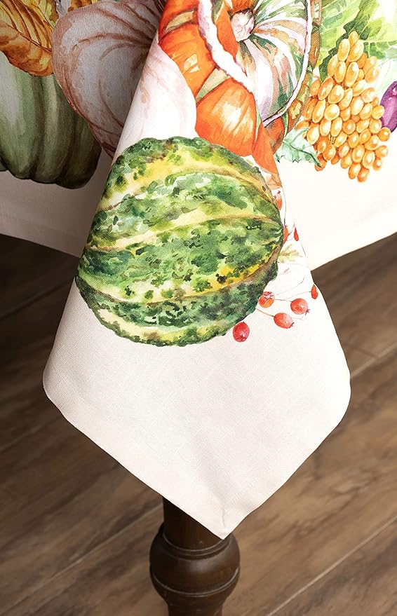 Maison d' Hermine Table Cloth Rectangle Table 100% Cotton 60 x 90 Inches Fall Tablecloth Reusable Everyday Use for Thanksgiving Christmas Decorations Dining Farmhouse Party (Lumina)