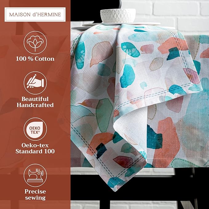 Maison d' Hermine Cloth Napkins Set of 4 100% Cotton Everyday Reusable Square Napkins Cloth Washable Dinner Party Wedding Restaurant Valentines Day Decorations Spring/Summer (Summer Picnic, 20" x 20")