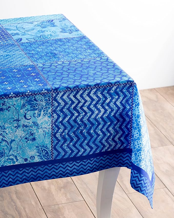 Maison d' Hermine Table Cloth Rectangle Table 100% Cotton 60 x 108 Inches Tablecloth Reusable Decorative for Dining Room Farmhouse Home Valentines Day Decorations Spring Summer - Indigo Love
