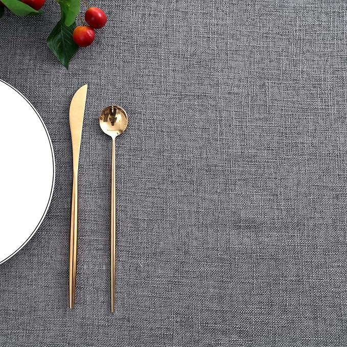maxmill Flaxy Faux Linen Tablecloth with 2-Tone Slubby Texture Wrinkle Free Anti-Shrink Soft Table Cloth for Kitchen Dining Tabletop for Outdoor and Indoor Use Rectangle 60 x 84 Inch Charcoal
