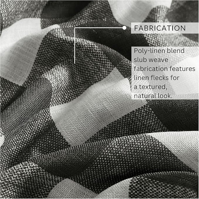 Elrene Home Fashions Farmhouse Living Grainger Buffalo-Check Blackout Window Curtain, Living Room and Bedroom Drape with Rod Pocket Tabs, 52" x 95", Black, 1 Panel