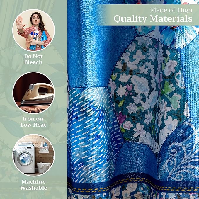 Maison d' Hermine Table Cloth Round Table 100% Cotton 63 Round Inches Tablecloth Reusable Decorative for Dining Room Farmhouse Home Valentines Day Decorations Spring Summer - Summer Blues