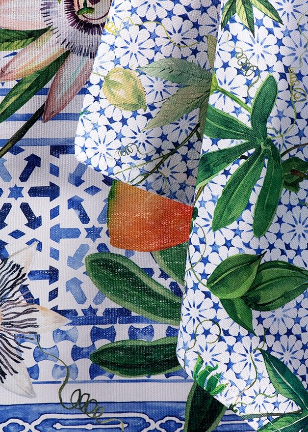 Maison d' Hermine Cloth Napkins Set of 4 100% Cotton Everyday Reusable Square Napkins Cloth Washable Dinner Party Wedding Restaurant Valentines Day Decorations Spring/Summer (Passiflora, 20" x 20")
