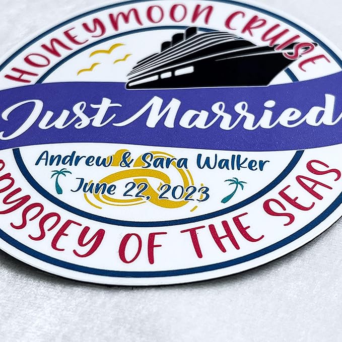 1 Honeymoon Cruise Door Magnet Sign, Just Married Newlywed Bride Groom, Cruising Princess Celebrity Carnival Wall Custom Keepsake Refrigerator