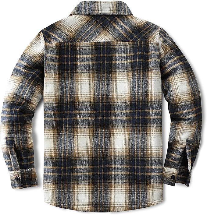 Men's Cotton Sherpa Lined Button Down Flannel Shirt Jacket Plaid Soft Outdoor Flannel Jacket Shirt