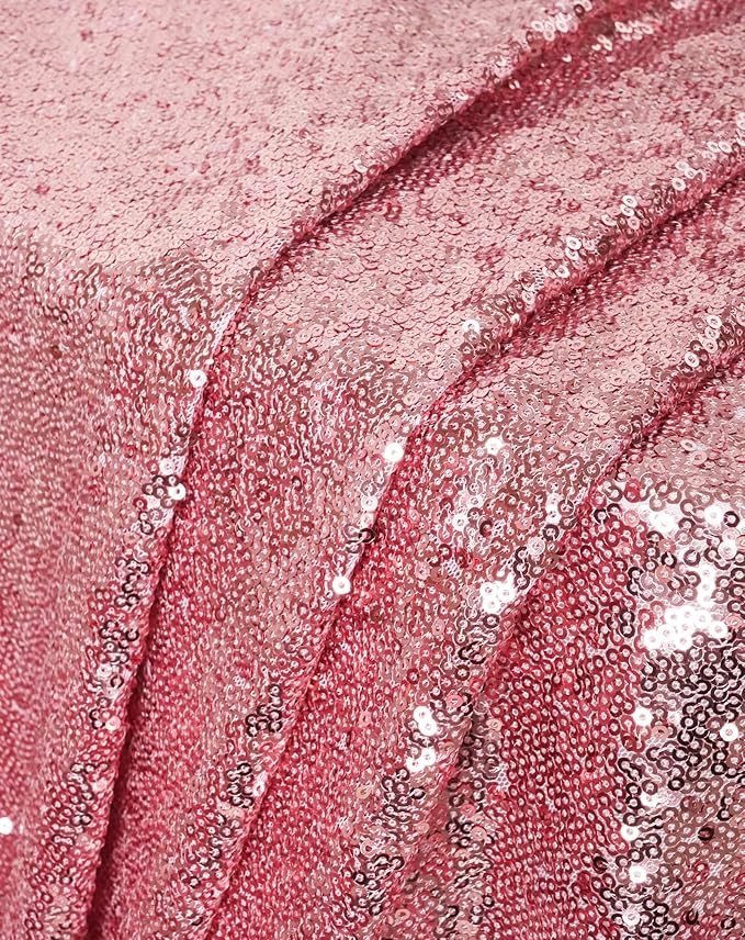 Eternal Beauty Fuchsia Pink Tablecloth, 50x50 Inch Sequin Square Table Cover for Valentines Cake Dessert Exhibition Party Birthday Events