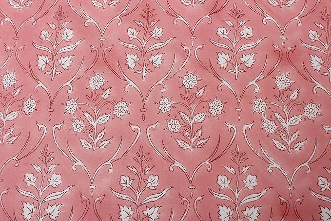 Ridhi Block Print Round Sweet Pink Reusable Tablecloth 100% Cotton 60" Inch Decorative Table Cover eveyday Dining, Home, Party, Wedding, Farmhouse Gift for Spring, Easter, Valentine