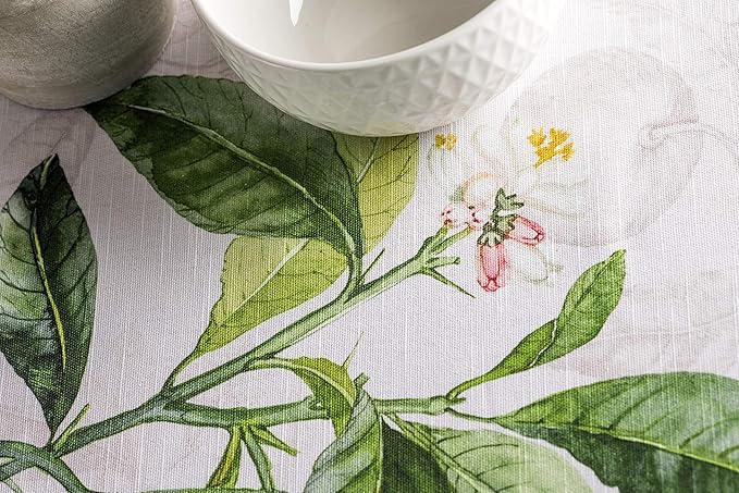 Maison d' Hermine Table Cloth Round Table 100% Cotton 69 Round Inches Tablecloth Reusable Decorative for Dining Room Farmhouse Home Valentines Day Decorations Spring Summer - Limoncello
