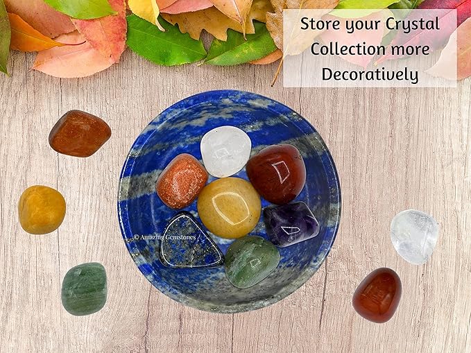 Lapis Lazuli Crystal Bowl - 2 Inch Decorative Bowls for Room and Home Decor - Gemstone Healing Crystals for Elegant Display, Positive Energy Balance and Gift