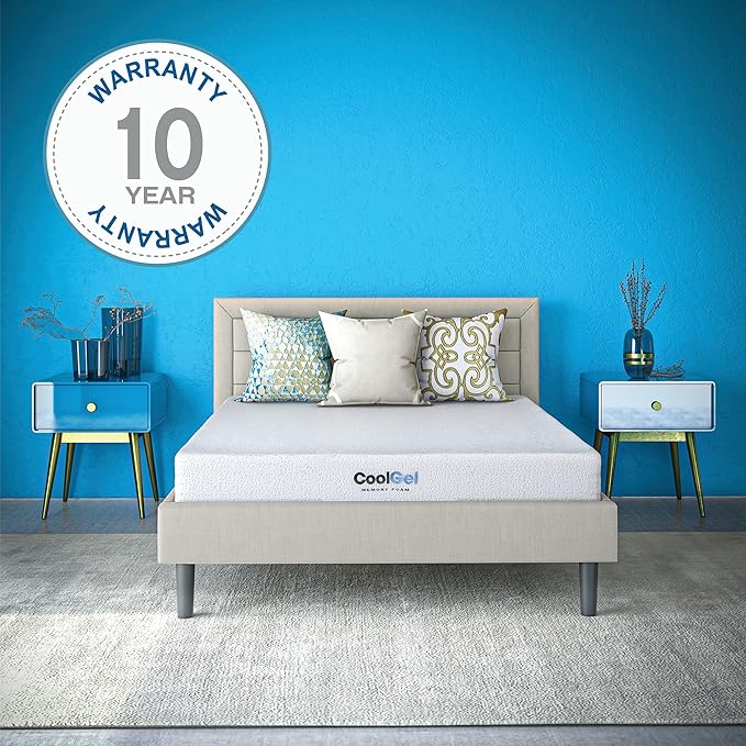 Cool Gel 8 Inch California King Memory Foam Mattress Medium Firm, King Size Memory Foam Mattress Cooling, Made in the USA, 8" Depth with Pressure Relief, CertiPUR-US Certified, CoolGel Bed