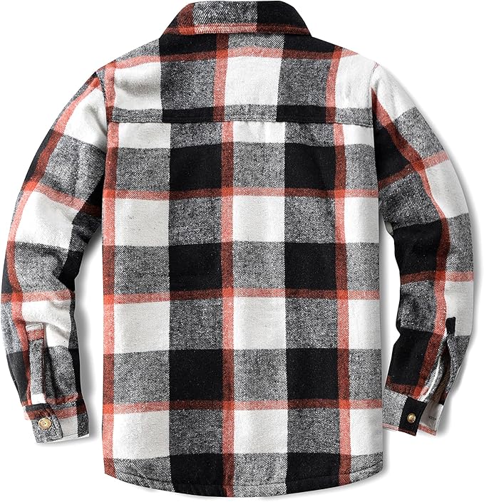 Men's Cotton Sherpa Lined Button Down Flannel Shirt Jacket Plaid Soft Outdoor Flannel Jacket Shirt
