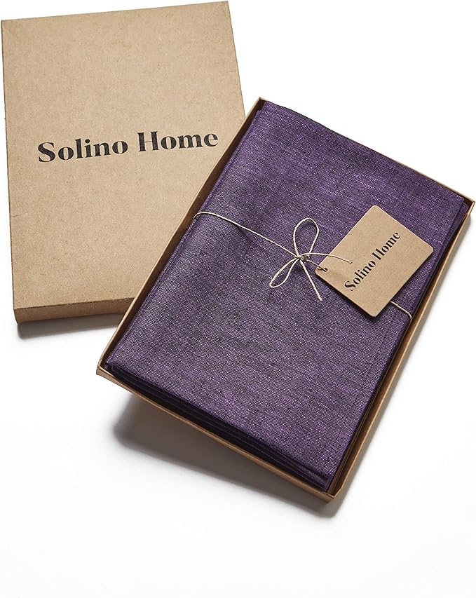 Solino Home Linen Napkins Set of 4 - 100% Pure Linen Grape Dinner Napkins Cloth 20 x 20 Inch for Winter, Valentines, Spring, Easter - Athena, Handcrafted and Machine Washable