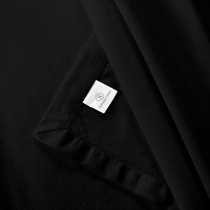 Farmhouse 52"x70" Tablecloth 100% Cotton Washable Rustic Rectangle Table Cover Decorative for Gifts, Dining, BBQ, Buffet Parties & Camping - Black