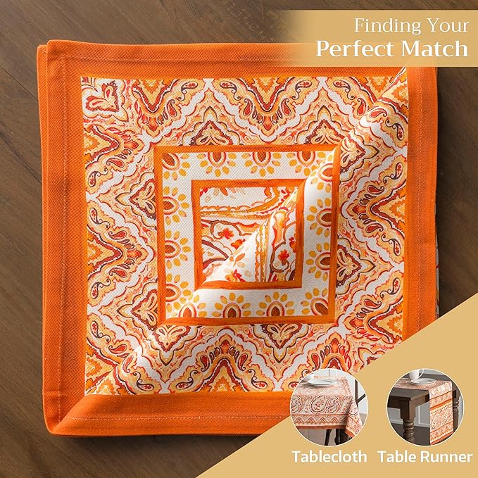 Maison d' Hermine Cloth Napkins Set of 4 100% Cotton for Thanksgiving Christmas Decorations Everyday Reusable Square Fall Napkins Cloth Washable Dinner Party (Palatial Paisley, 20"x20")