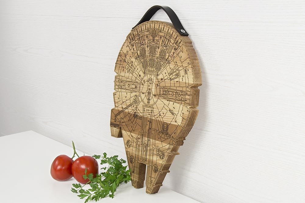 Millennium Falcon Board - Wooden Cutting Board - Engraved Wooden Plate - Rustic Cutting Board - Futuristic Serving Platter - Valentines Gift