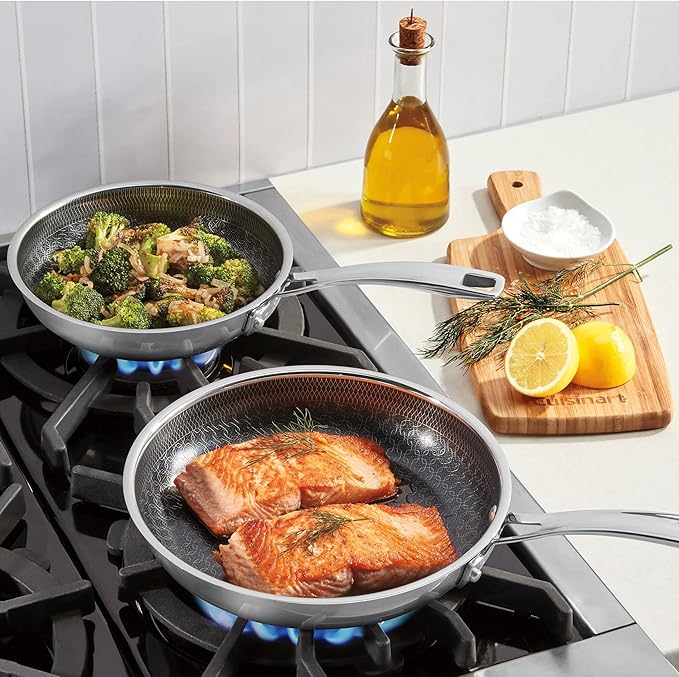 Cuisinart FusionPlus Nonstick Stainless Steel Cookware Set, 2-Piece Skillet Cooking Set with PFAS-Free PURELYSEAR Ceramic Non Stick Technology, Scratch Proof, Cool Grip Handles, Dishwasher Safe