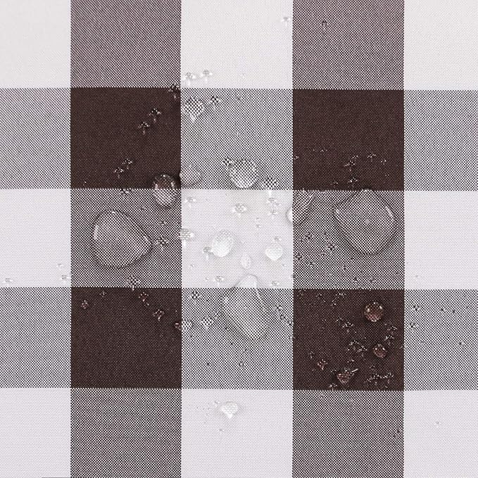 Hiasan Checkered Tablecloth Rectangle - Stain Resistant, Waterproof and Washable Table Cloth Gingham for Outdoor Picnic, Holiday Dinner, 60 x 120 Inch, Coffee and White