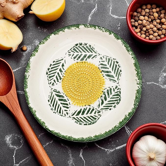 Ceramic Grater Bowl, Garlice Grater Plate, Handmade Ginger Grater, Mincer Bowl for Cheese &Vegetables, Ceramic Decorative Mincer, Hand Dish for Garlic (Tropical Green)