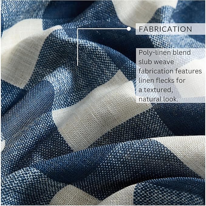 Elrene Home Fashions Farmhouse Living Grainger Buffalo-Check Room Darkening Window Curtain, Living Room and Bedroom Drape with Rod Pocket Tabs, 52" x 108", Indigo, 1 Panel