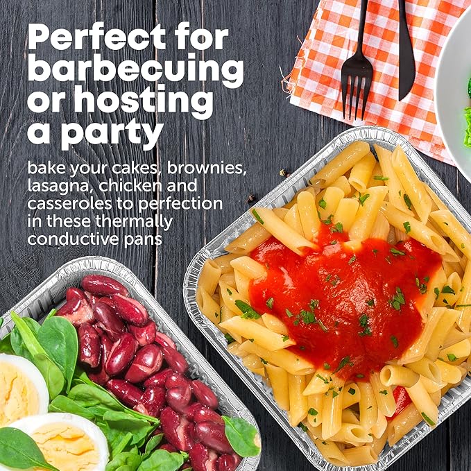 8x8 Disposable Aluminum Pans - 10 Pack Foil Pans For Cooking, Baking Cakes, Roasting & Homemade Breads - Disposable Food Containers