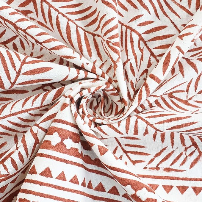 Handblock Print Cotton Tablecloth – 70×130 Rectangular Table Cover Seats 8-10 – Indian Block Printed Floral Dining Table Linen – Boho Washable Cloth for Kitchen, Party, Outdoor, Brown