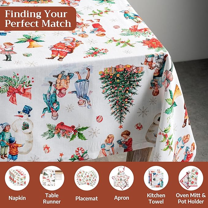 Maison d' Hermine Table Cloth Rectangle Table 100% Cotton 60 x 90 Inches Fall Tablecloth Reusable Everyday Use for Thanksgiving Christmas Decorations Dining Farmhouse Party (Chromo)