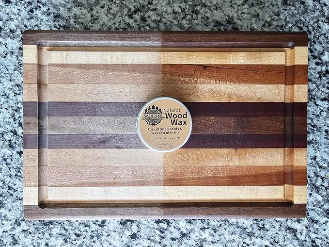 Natural Wood Wax (4 oz) for Cutting Boards, Wooden Utensils, Butcher Blocks, Wooden Surfaces - Made with Natural Beeswax and Mineral Oil, Handcrafted in USA, Food Safe, Conditioner, Wood Butter