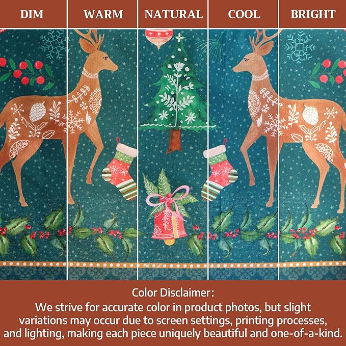 Maison d' Hermine Table Cloth Rectangle Table 100% Cotton 54 x 72 Inches Fall Tablecloth Reusable Everyday Use for Thanksgiving Christmas Decorations Dining Farmhouse Party (Hygge Christmas)