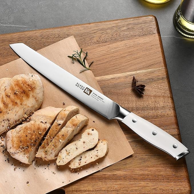 Klaus Meyer Stahl 19 Piece High Carbon Exclusive German Steel Knife Block Set (White)