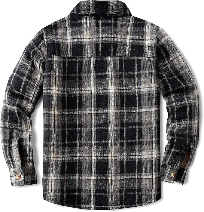 Men's Cotton Sherpa Lined Button Down Flannel Shirt Jacket Plaid Soft Outdoor Flannel Jacket Shirt