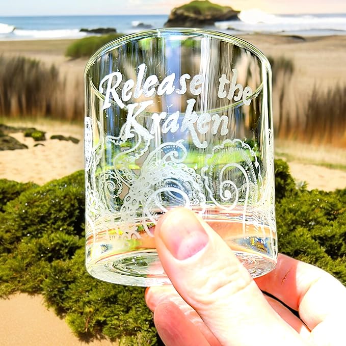 Hip Flask Plus Rocks Glass - Release the Kraken - Double Old Fashioned