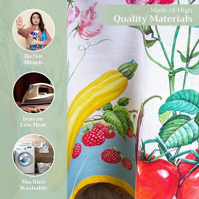 Maison d' Hermine Table Cloth Round Table 100% Cotton 63 Round Inches Tablecloth Reusable Decorative for Dining Room Farmhouse Home Valentines Day Decorations Spring Summer - Giverny