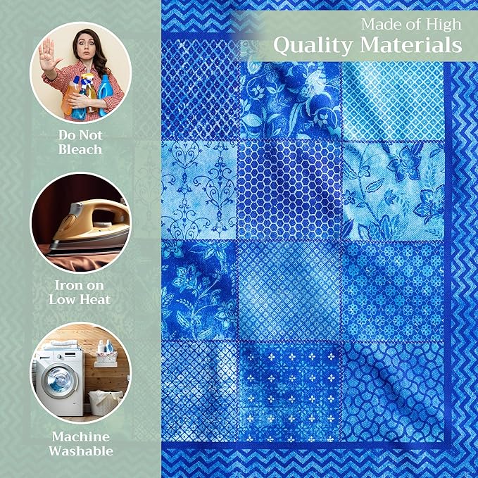 Maison d' Hermine Cloth Napkins Set of 4 100% Cotton Everyday Reusable Square Napkins Cloth Washable Dinner Party Wedding Restaurant Valentines Day Decorations Spring/Summer (Indigo Love, 20" x 20")