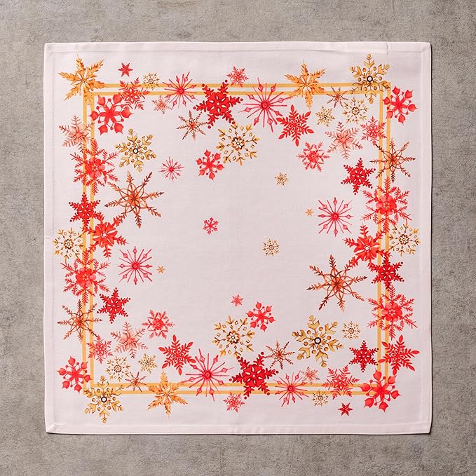 Maison d' Hermine Cloth Napkins Set of 4 100% Cotton for Thanksgiving Christmas Decorations Everyday Reusable Square Fall Napkins Cloth Washable Dinner Party (Crystal Star, 20"x20")