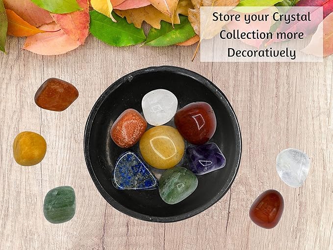 Black Tourmaline Crystal Bowl - 2 Inch Decorative Bowls for Room and Home Decor - Gemstone Healing Crystals for Elegant Display, Positive Energy Balance and Gift