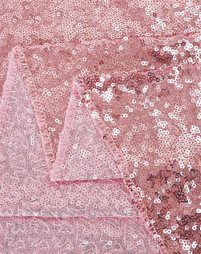 Eternal Beauty Fuchsia Pink Tablecloth, 120 Inch Round Sequin Tablecloth for Valentines Party Cake Dessert Table Exhibition Events