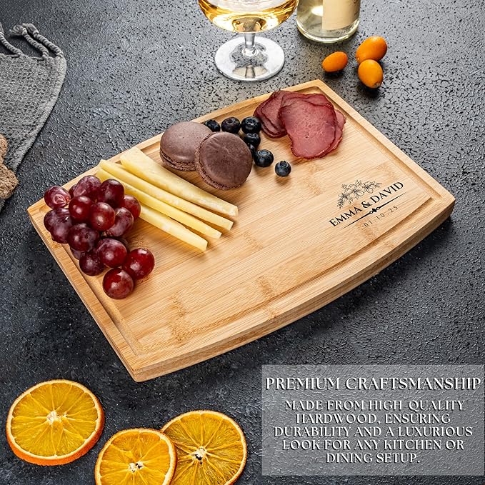 Personalized Cutting Board - Wooden Customized Gifts for Kitchen & Charcuterie - Custom Wedding, Newlyweds, Bridal Showers, Anniversary, Housewarming, Engagement Gift for Couples, Valentines Day Gifts