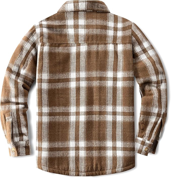 Men's Cotton Sherpa Lined Button Down Flannel Shirt Jacket Plaid Soft Outdoor Flannel Jacket Shirt