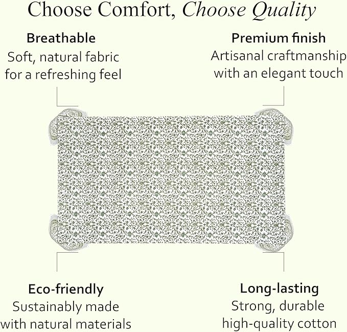 CPC Meadow Vine Tablecloth 100% Cotton 60x90 Inch Indian Block Print Rectangle Table Cover, Table Cloth for Gifting in Weddings, Halloween, Fall, Christmas, Thanksgiving