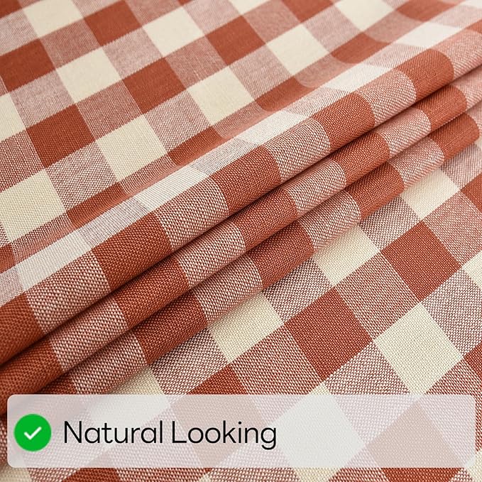 Gingham Table Cloth for Rectangle Tables Orange Checkered Plaid Tablecloth Heavy Duty Cotton Blend Washable & Wrinkle Table Cover for Outdoor Kitchen Dining Picnic Camping (52x98 Inch)
