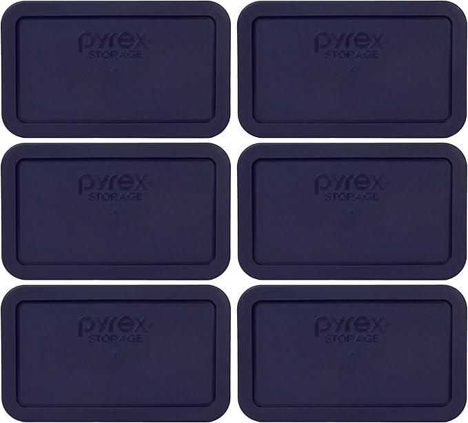 Pyrex 7214-PC 4.8-Cup Blue Food Storage Replacement Lid (6-Pack) - Made in USA