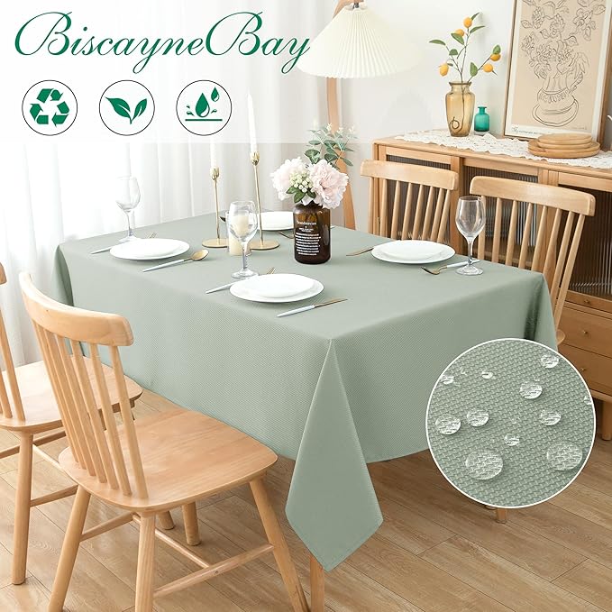 Biscaynebay Square Tablecloth 70x70 Inch-Sage Card Fabric Table Cover-Small Folding Table Cloths Linen Water Resistant Washable for Kitchen Dining Picnic Patio Outdoor Party Restaurant Tables