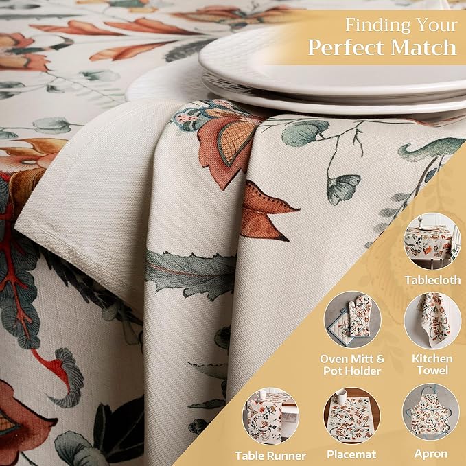 Maison d' Hermine Cloth Napkins Set of 4 100% Cotton for Thanksgiving Christmas Decorations Everyday Reusable Square Fall Napkins Cloth Washable Dinner Party (Dalida, 20"x20")
