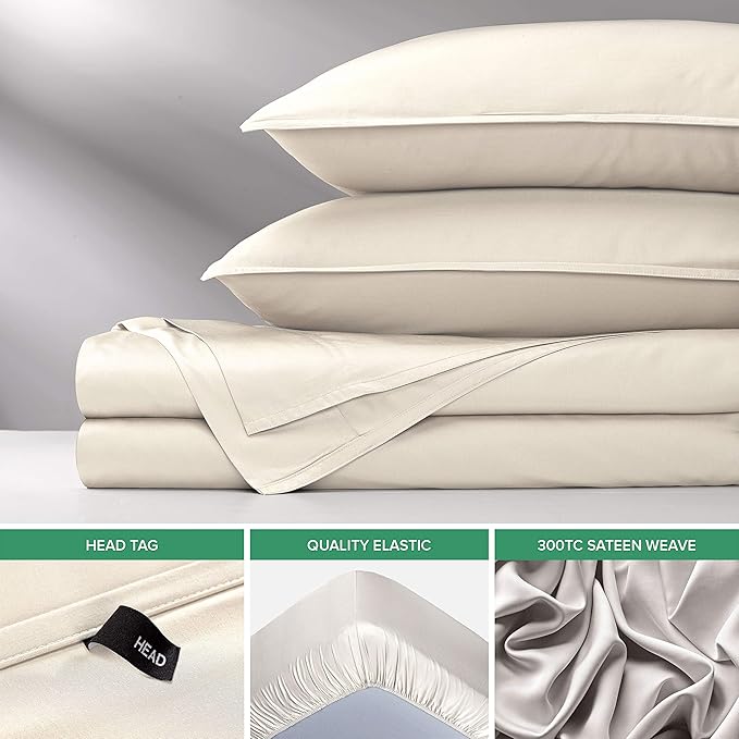 Pure Bamboo King Sheets, Genuine 100% Organic Viscose Derived from Bamboo Bed Sheet Set, Luxuriously Soft & Cooling, Double Stitching, 2 Year Quality Promise (King, Ivory)