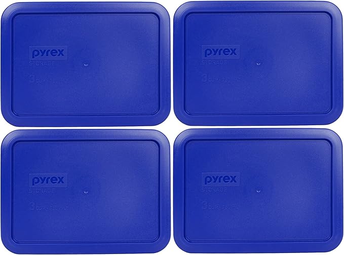 Pyrex 7210-PC 3 Cup Cadet Blue Food Storage Replacement Lid (4-Pack) - Made in USA