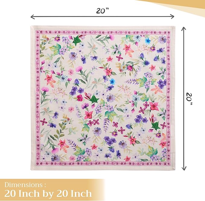 Maison d' Hermine Cloth Napkins Set of 4 100% Cotton Everyday Reusable Square Napkins Cloth Washable Dinner Party Wedding Restaurant Valentines Day Decorations Spring/Summer (Chardon, 20" x 20")